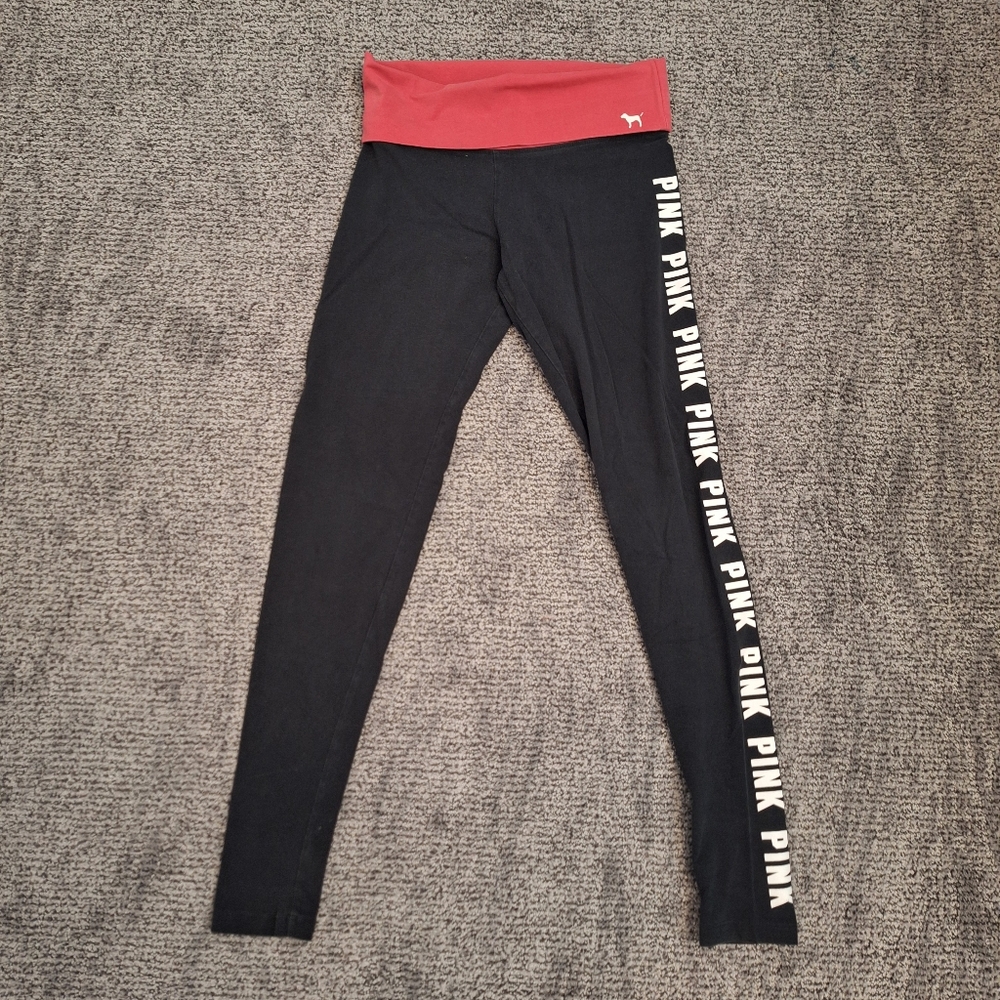 Pink Victoria's Secret Foldover Yoga Tights XS